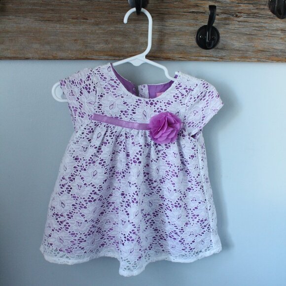 TCP Size 9-12M White Lace Purple Lining Dress - Picture 1 of 3